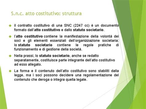 Struttura dell'atto costitutivo 